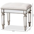 Bowery Hill Mirrored Vanity Bench in White