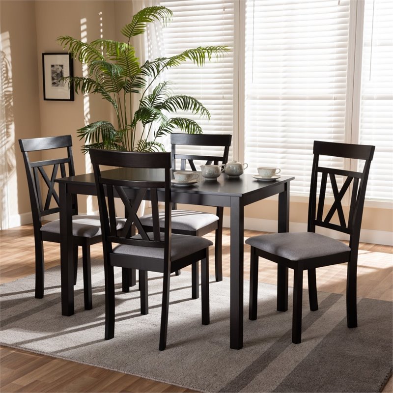 Bowery Hill 5 Piece Dining Set in Brown and Grey