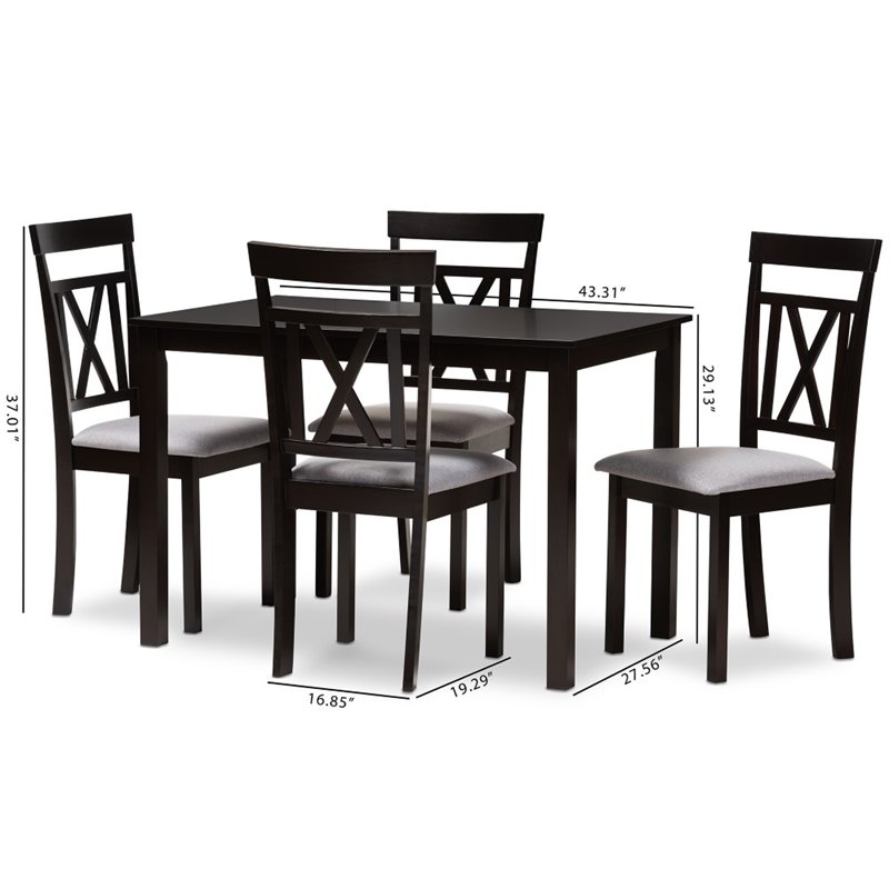 Bowery Hill 5 Piece Dining Set in Brown and Grey
