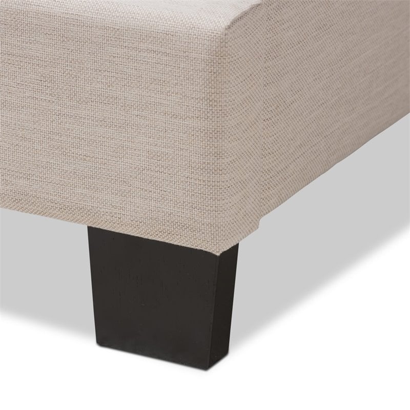 Bowery Hill Nailhead Upholstered Full Bed in Light Beige