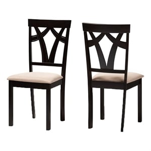 Bowery Hill 18.11&quot Modern Fabric Dining Side Chair in Brown/Mahogany (Set of 2)