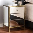 Bowery Hill 3 Drawer Mirrored Nightstand Table in Bronze