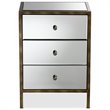 Bowery Hill 3 Drawer Mirrored Nightstand Table in Bronze