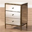 Bowery Hill 3 Drawer Mirrored Nightstand Table in Bronze