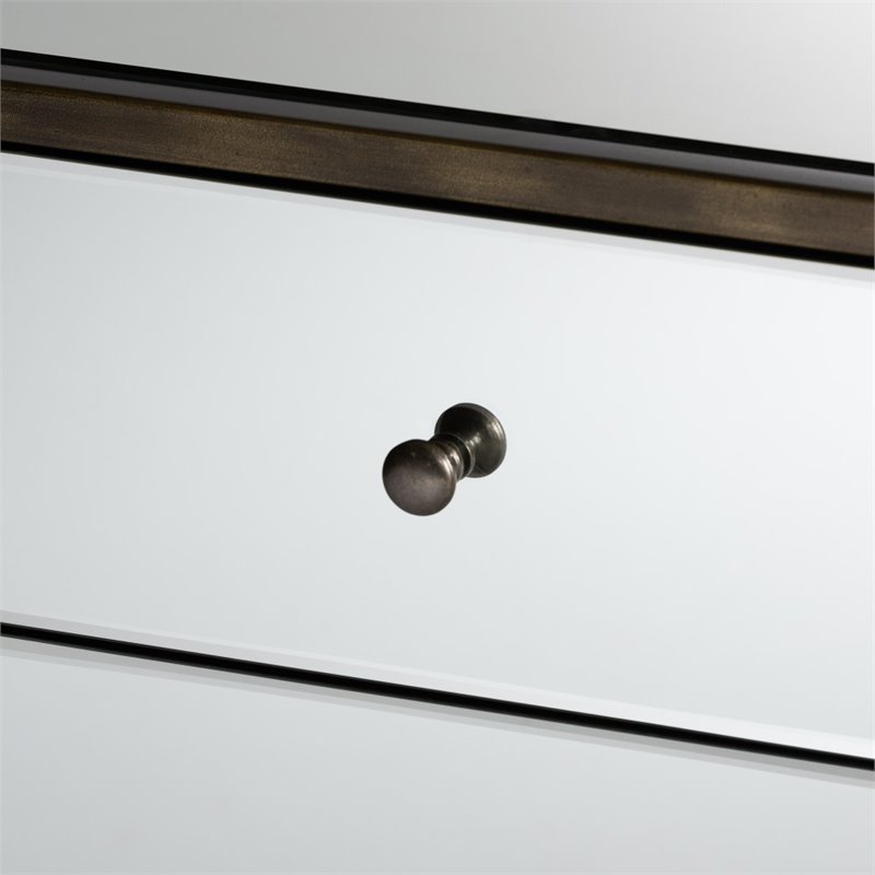 Bowery Hill 3 Drawer Mirrored Nightstand Table in Bronze