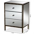 Bowery Hill 3 Drawer Mirrored Nightstand Table in Bronze