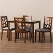 Bowery Hill 5 Piece Dining Set in Walnut and Grey