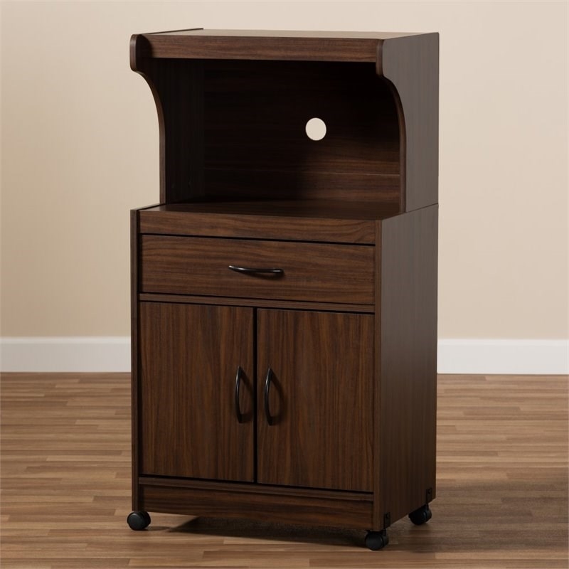 Bowery Hill Engineered Wood Dark Walnut Microwave Stand Rectangular 45.2