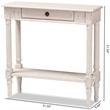 Bowery Hill Wood White Console Table Rectangular Ornate Ball Turned Legs 31.5