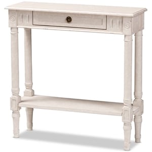 Bowery Hill Wood White Console Table Rectangular Ornate Ball Turned Legs 31.5&quot Unassembled