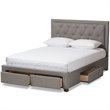 Bowery Hill Tufted Queen Storage Platform Bed in Light Gray