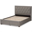 Bowery Hill Tufted Queen Storage Platform Bed in Light Gray