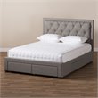 Bowery Hill Tufted Queen Storage Platform Bed in Light Gray