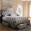 Bowery Hill Tufted Queen Storage Platform Bed in Light Gray