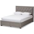 Bowery Hill Tufted Queen Storage Platform Bed in Light Gray