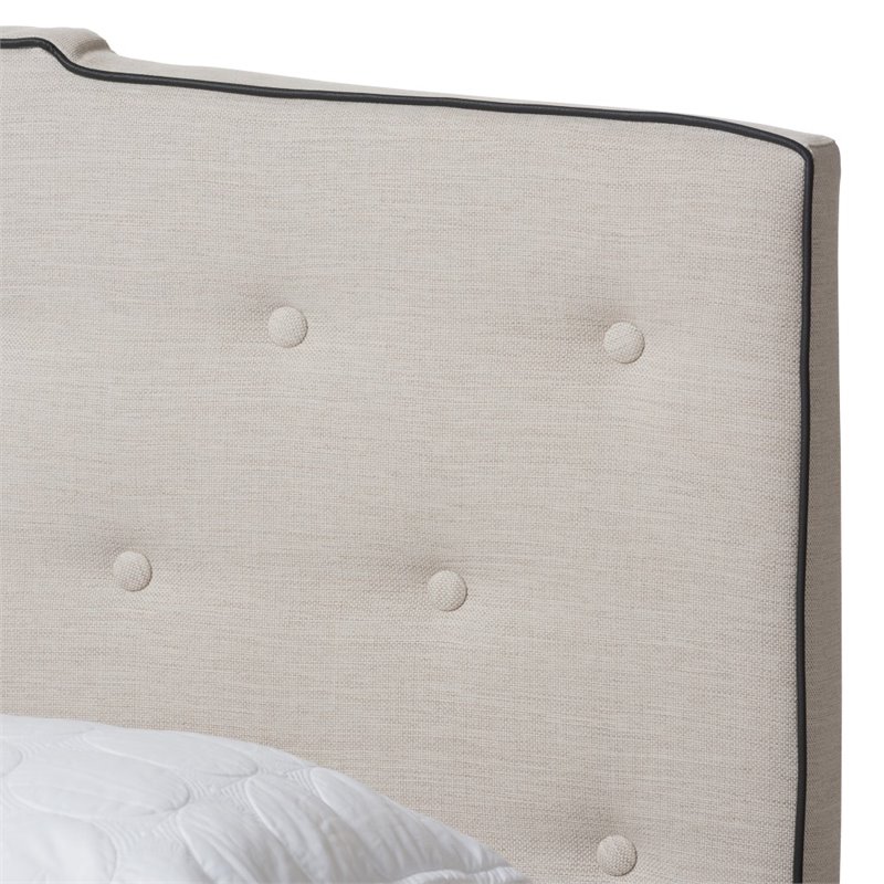 Bowery Hill Fabric Tufted Full Bed in Light Beige