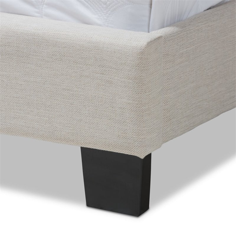 Bowery Hill Fabric Tufted Full Bed in Light Beige