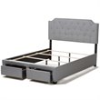Bowery Hill Tufted Queen Storage Panel Bed in Gray