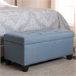 Bowery Hill Upholstered Storage Ottoman Bench in Light Blue