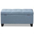 Bowery Hill Upholstered Storage Ottoman Bench in Light Blue
