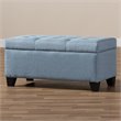 Bowery Hill Upholstered Storage Ottoman Bench in Light Blue