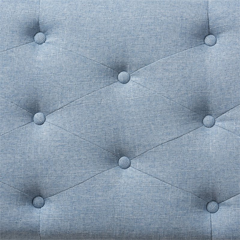 Bowery Hill Upholstered Storage Ottoman Bench in Light Blue