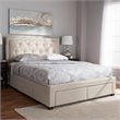 Bowery Hill Tufted Queen Storage Platform Bed in Light Beige
