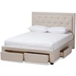 Bowery Hill Tufted Queen Storage Platform Bed in Light Beige