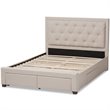 Bowery Hill Tufted Queen Storage Platform Bed in Light Beige