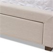 Bowery Hill Tufted Queen Storage Platform Bed in Light Beige