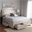 Bowery Hill Tufted Queen Storage Platform Bed in Light Beige
