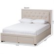 Bowery Hill Tufted Queen Storage Platform Bed in Light Beige