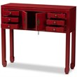 Bowery Hill 6 Drawer Console Table in Red and Bronze