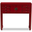 Bowery Hill 6 Drawer Console Table in Red and Bronze
