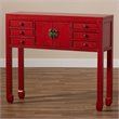 Bowery Hill 6 Drawer Console Table in Red and Bronze