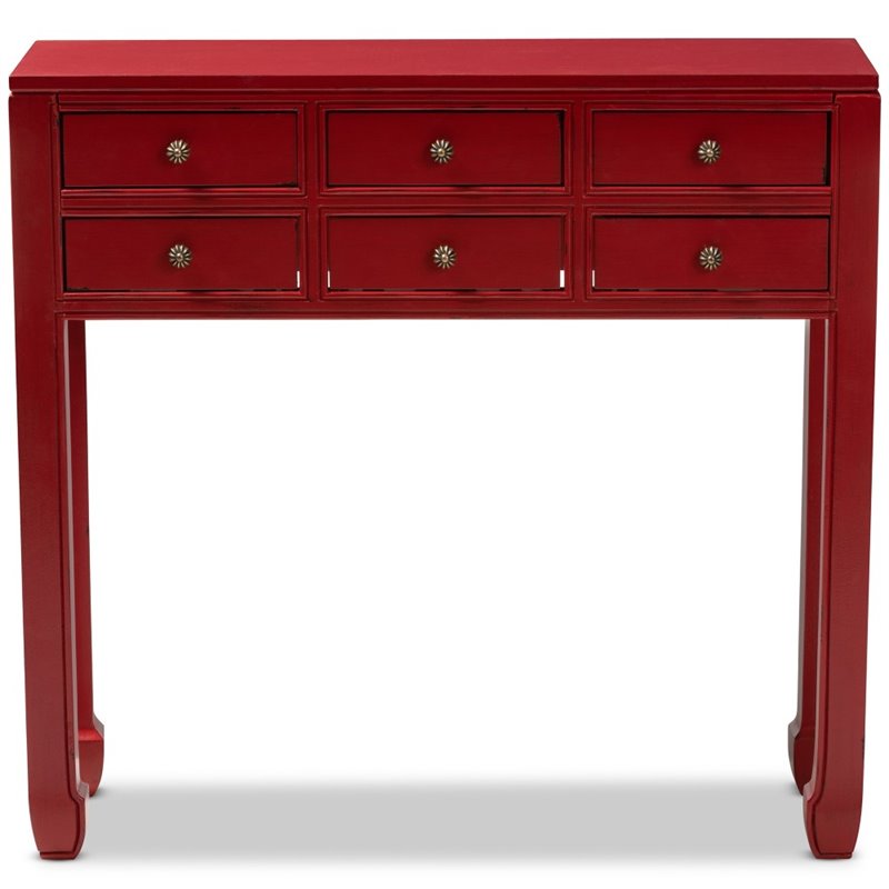 Bowery Hill Bayur Wood Red Console Table Rectangular 35.43