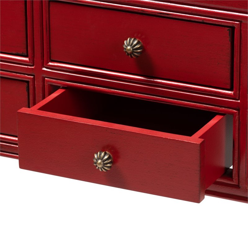 Bowery Hill Bayur Wood Red Console Table Rectangular 35.43