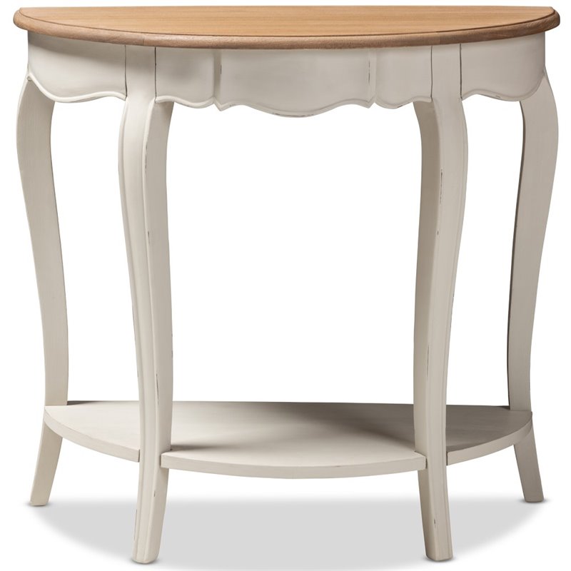 Bowery Hill Bayur Wood White and Natural Brown Console Table Rectangular 31.5