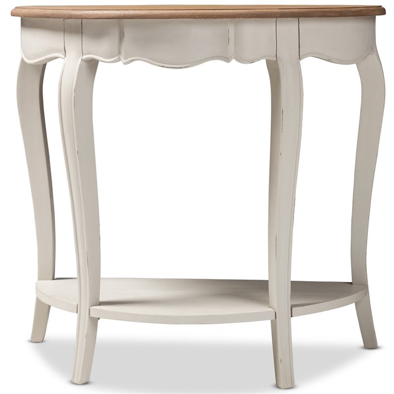 Bowery Hill Bayur Wood White and Natural Brown Console Table Rectangular 31.5