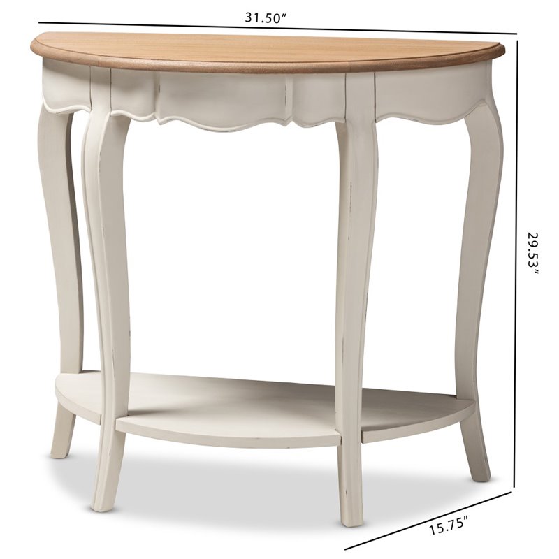 Bowery Hill Bayur Wood White and Natural Brown Console Table Rectangular 31.5