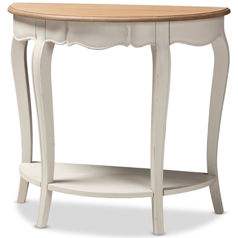 Bowery Hill Bayur Wood White and Natural Brown Console Table Rectangular 31.5