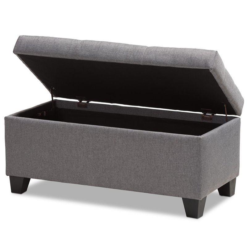Bowery Hill Upholstered Storage Ottoman Bench in Grey