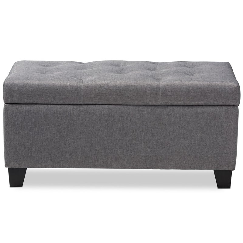 Bowery Hill Upholstered Storage Ottoman Bench in Grey