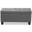 Bowery Hill Upholstered Storage Ottoman Bench in Grey