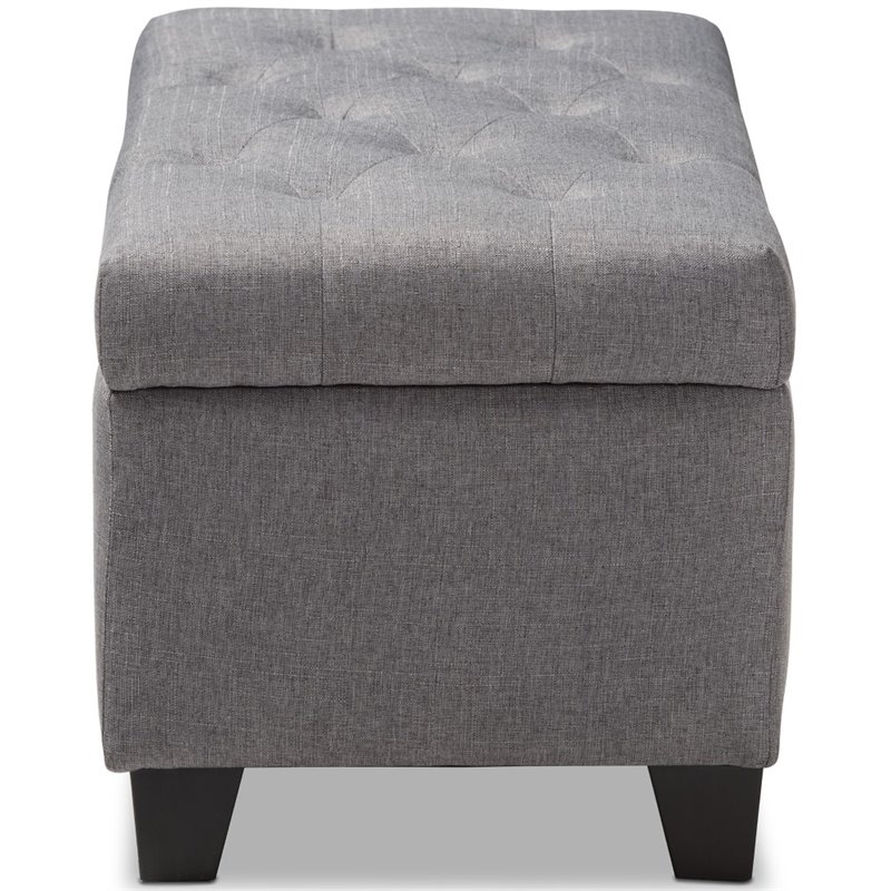 Bowery Hill Upholstered Storage Ottoman Bench in Grey