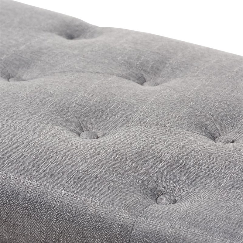 Bowery Hill Upholstered Storage Ottoman Bench in Grey