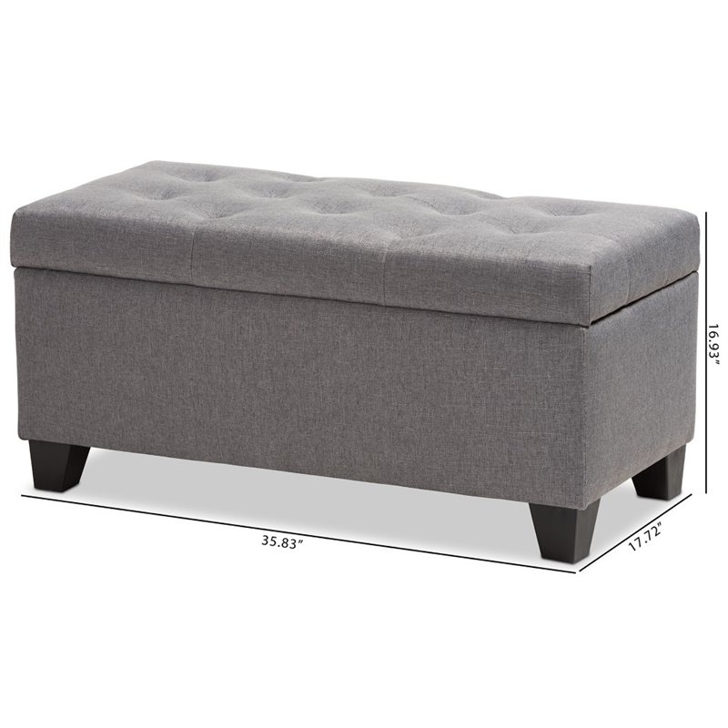Bowery Hill Upholstered Storage Ottoman Bench in Grey