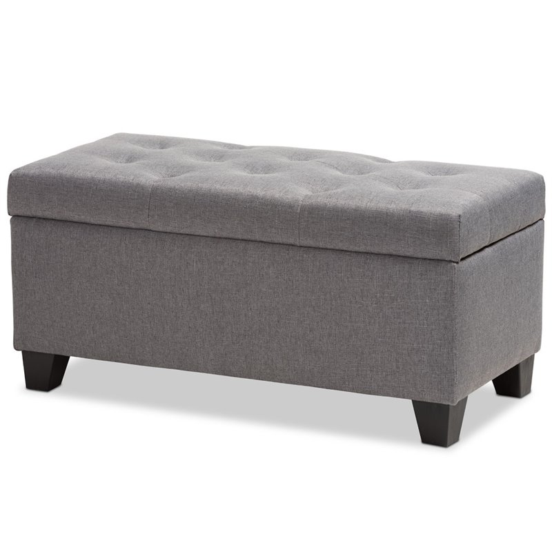 Bowery Hill Upholstered Storage Ottoman Bench in Grey