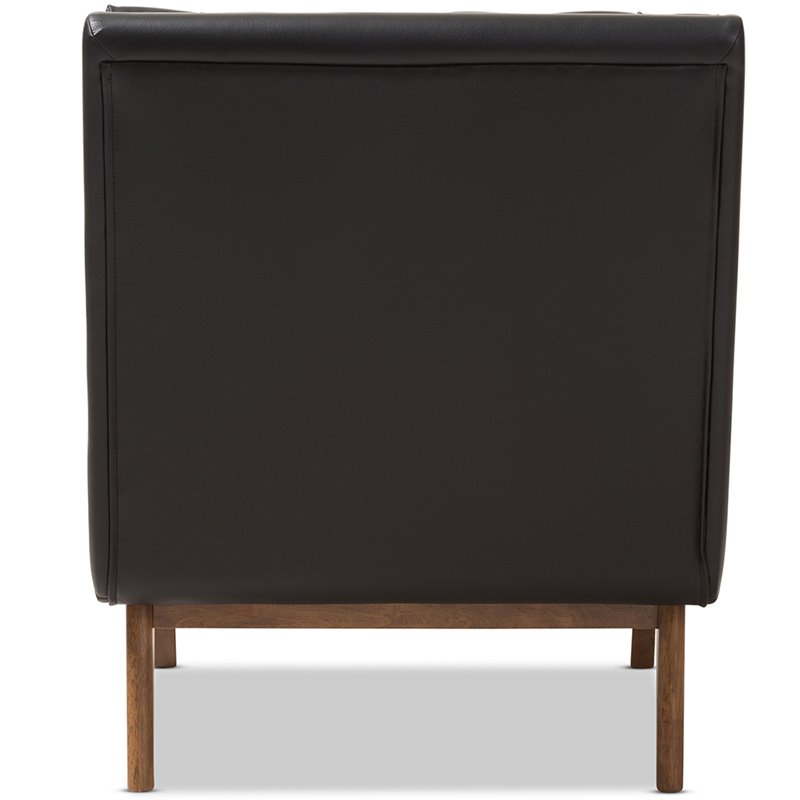 Bowery Hill Tufted Faux Leather Accent Chair in Black