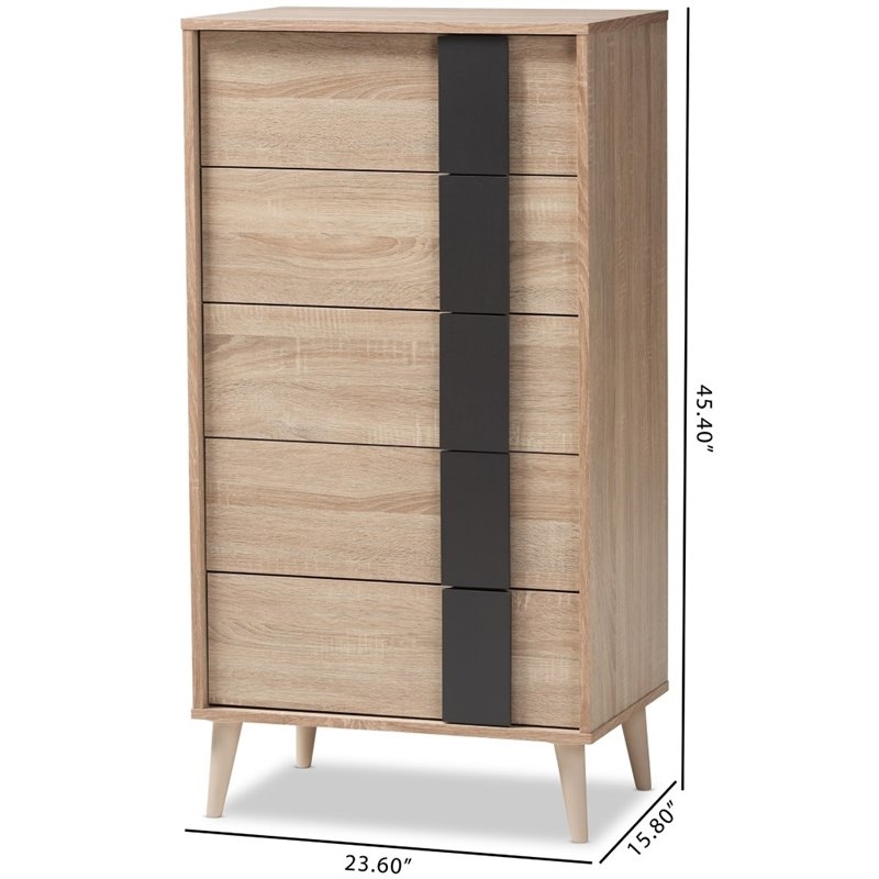 Bowery Hill Engineered Wood Light Oak Brown Chest Rectangular 45.4